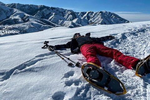 Backcountry snowshoeing in pristine Utah mountains